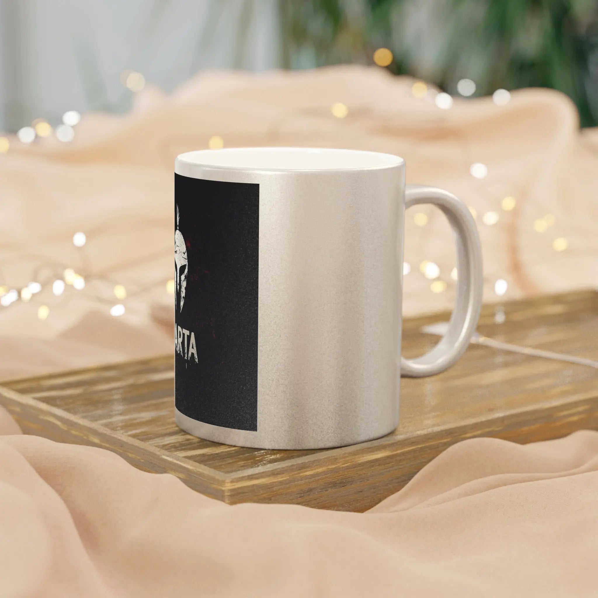 Sparta Spartan Warrior Metallic Mug - Silver/Gold Coffee Cup Printify