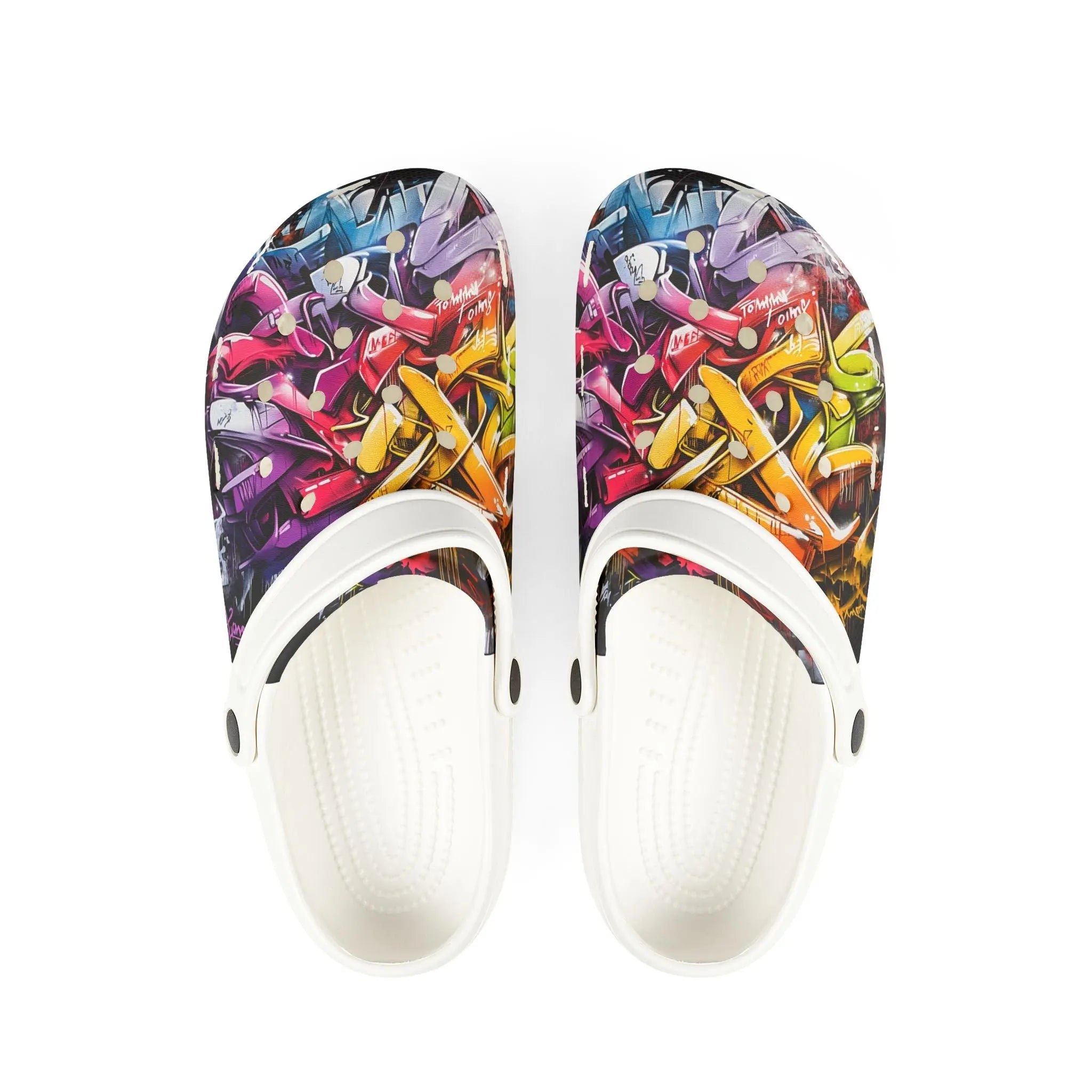 Tommy Lee Sparta Graffiti Foam Rubber Clogs Printify