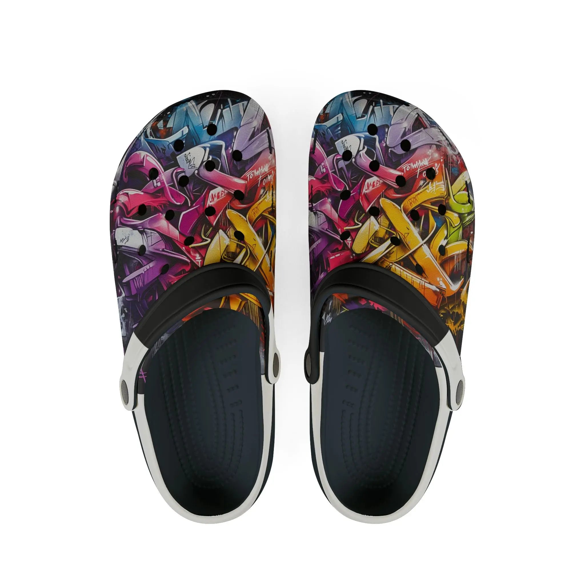 Tommy Lee Sparta Graffiti Foam Rubber Clogs Printify