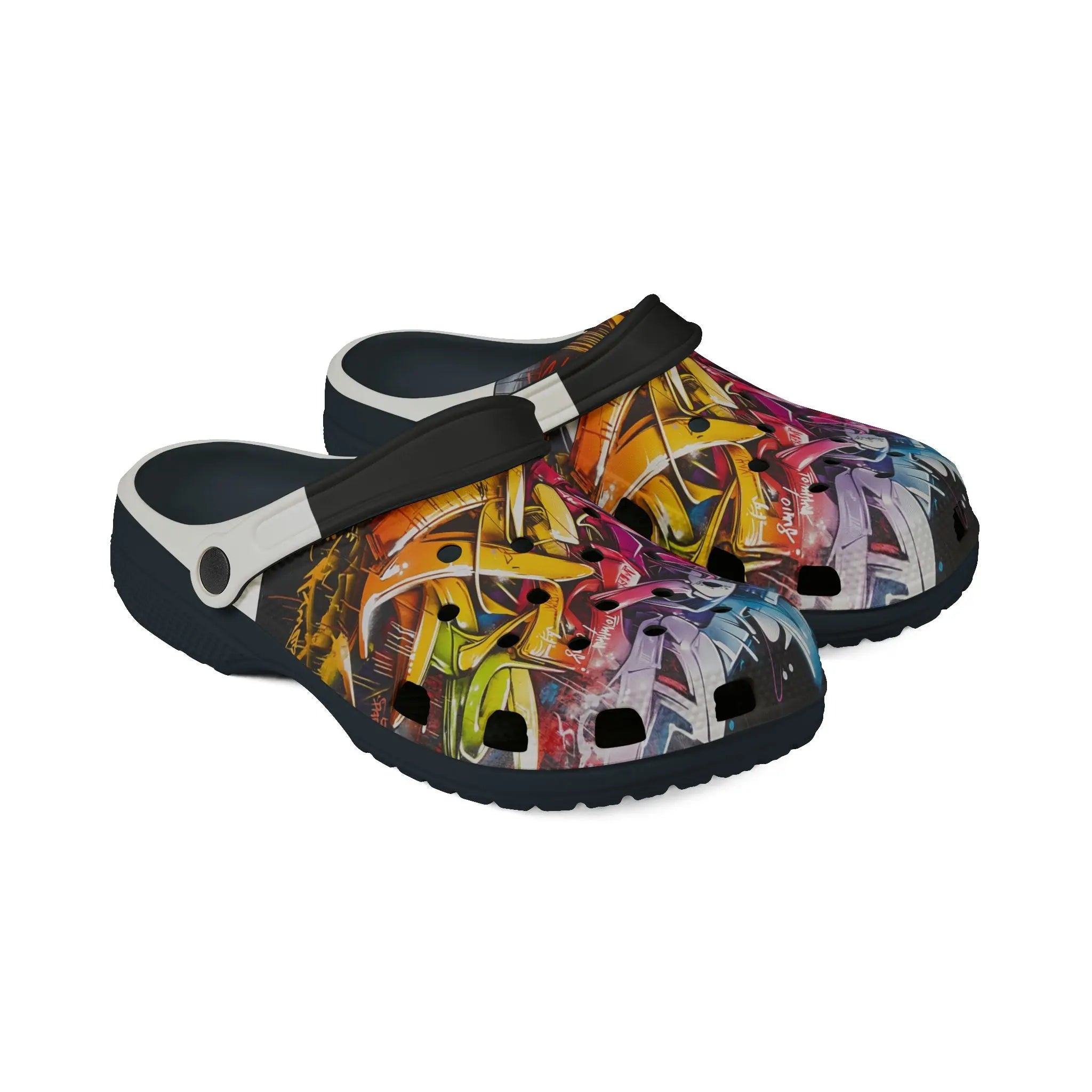 Tommy Lee Sparta Graffiti Foam Rubber Clogs Printify