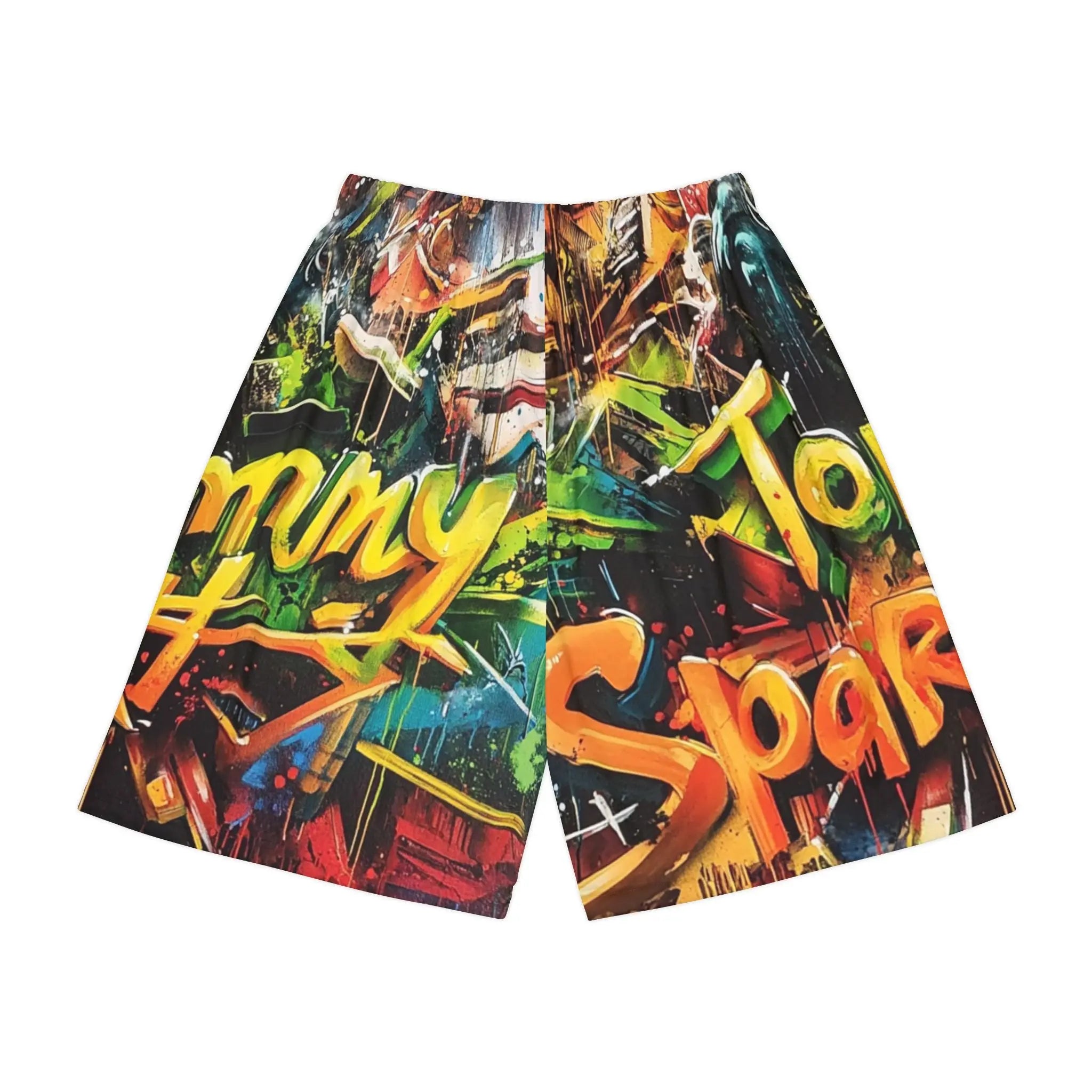 Vibrant Men's Sports Shorts - Graffiti Design for Active Lifestyles Printify