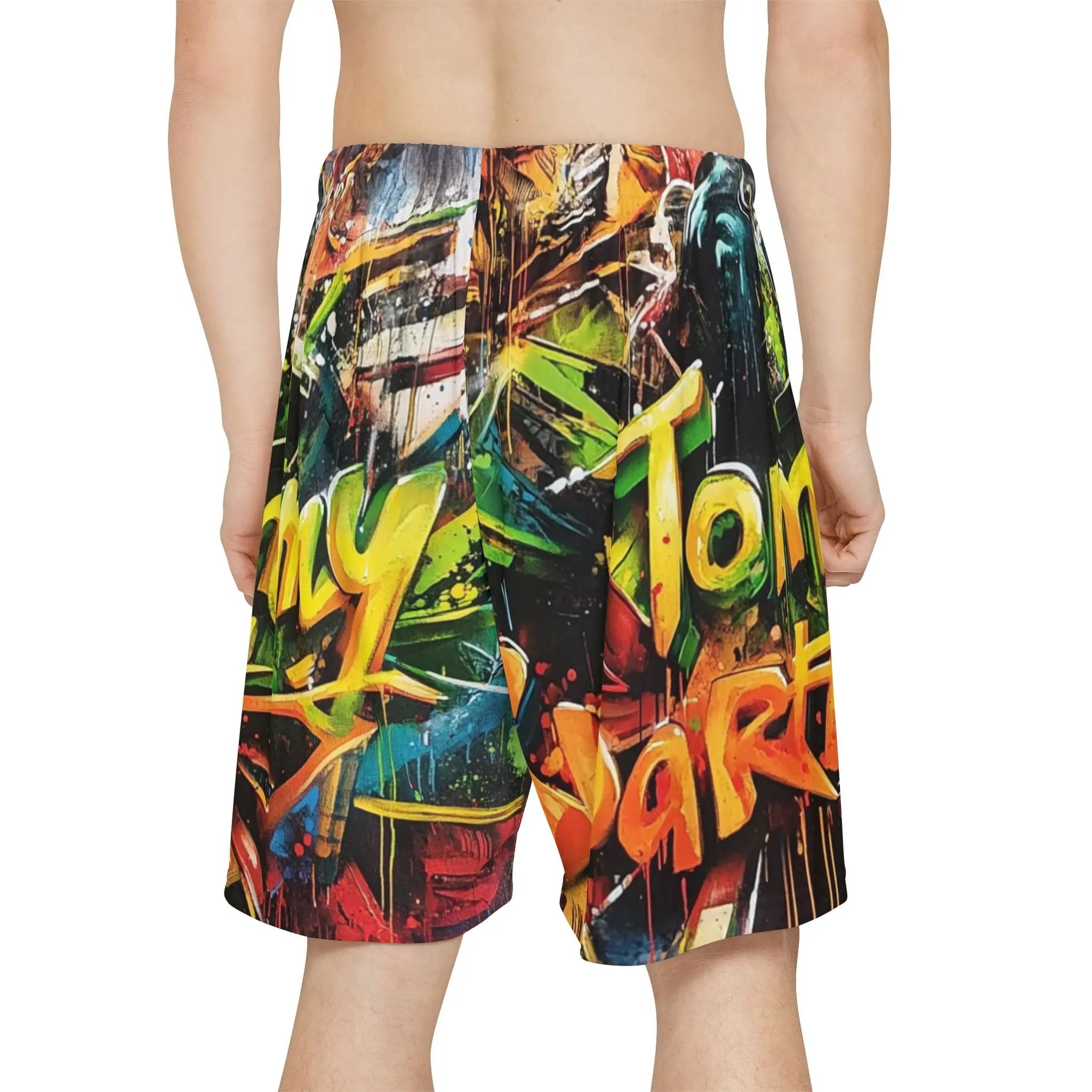 Vibrant Men's Sports Shorts - Graffiti Design for Active Lifestyles Printify