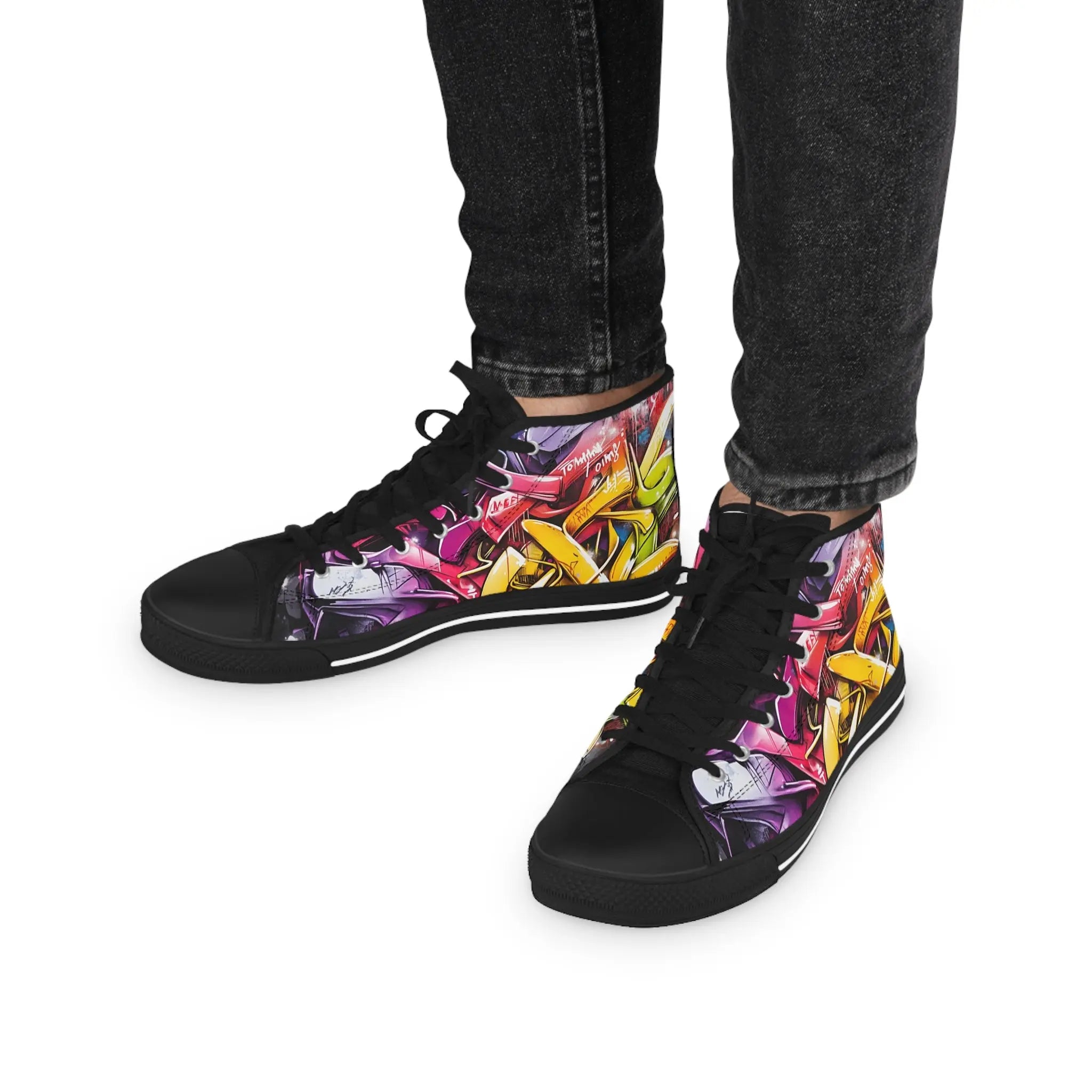 Vibrant Tommy Lee Sparta Graffiti High Top Sneakers Printify